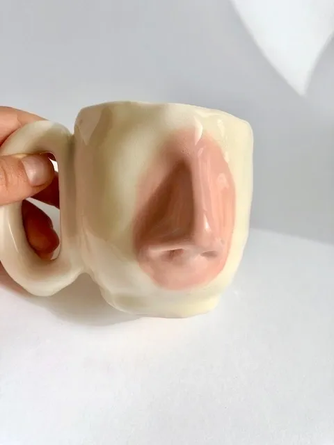 Handmade Clay Mug Nose Mug