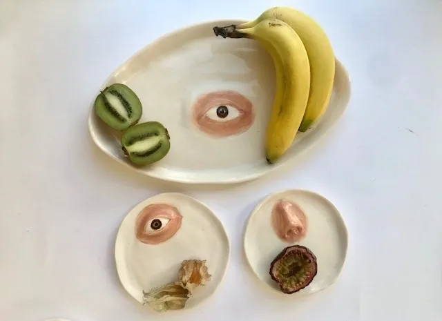 Handmade Clay Plate Oval Eye Service Plate
